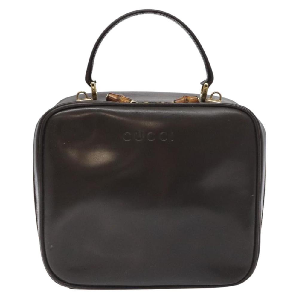 GUCCI Bamboo Hand Bag Patent leather Dark Brown Gold 000 270 0323 Auth 129452 - Picture 2 of 16